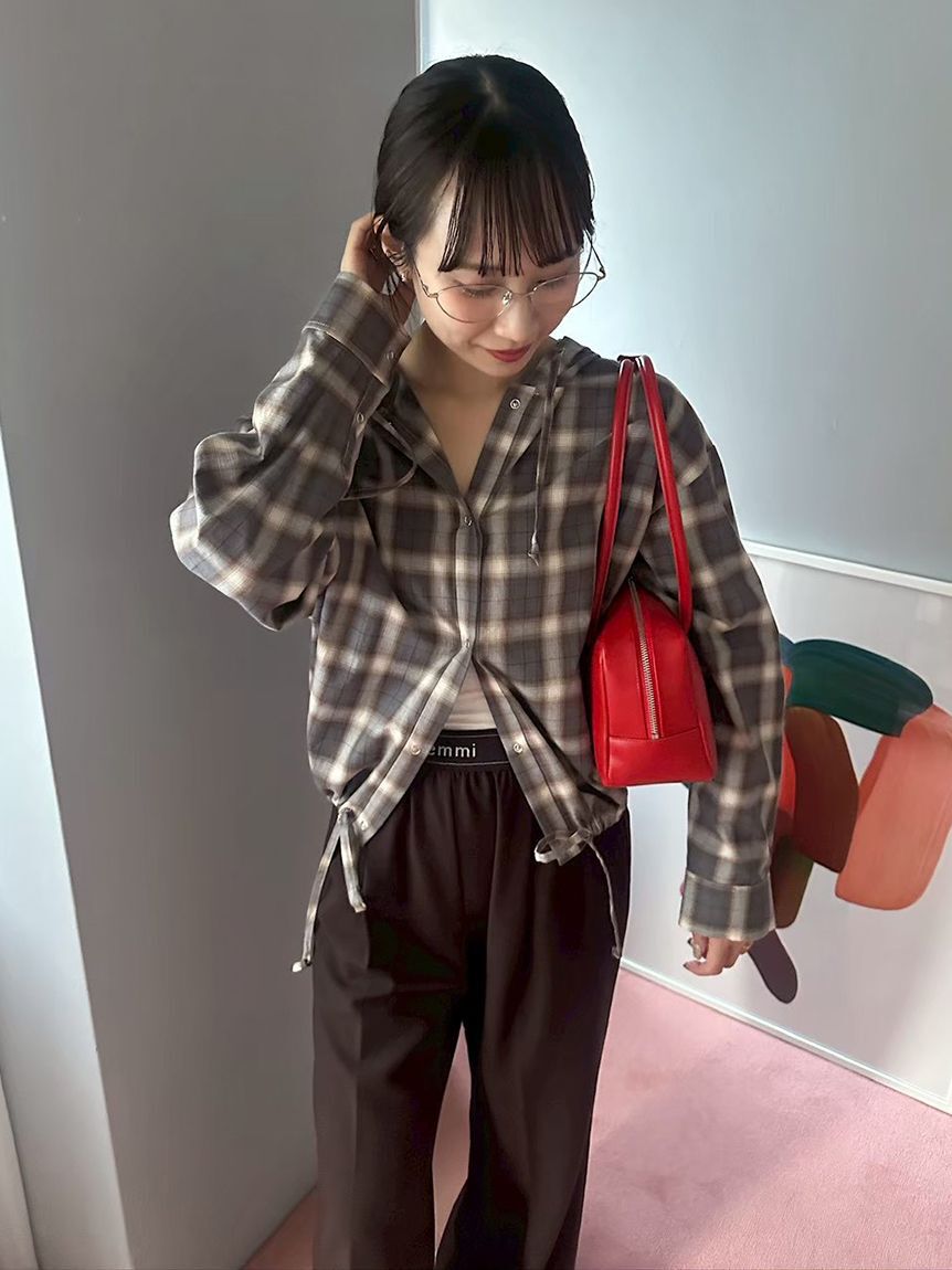 emmi atelier「チェックフーディーシャツ」|シャツ・ブラウス|