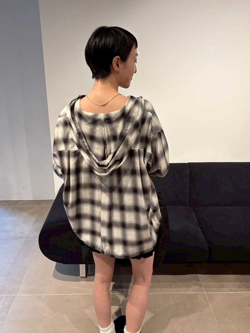 emmi atelier「チェックフーディーシャツ」|シャツ・ブラウス|