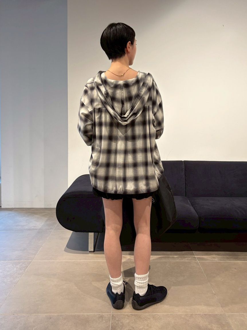 emmi atelier「チェックフーディーシャツ」|シャツ・ブラウス|