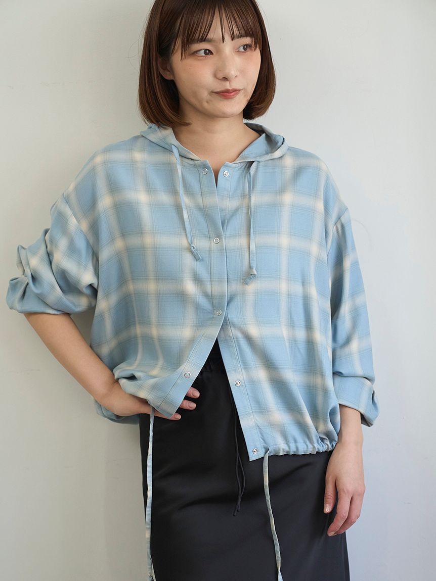 emmi atelier「チェックフーディーシャツ」|シャツ・ブラウス|LBLU