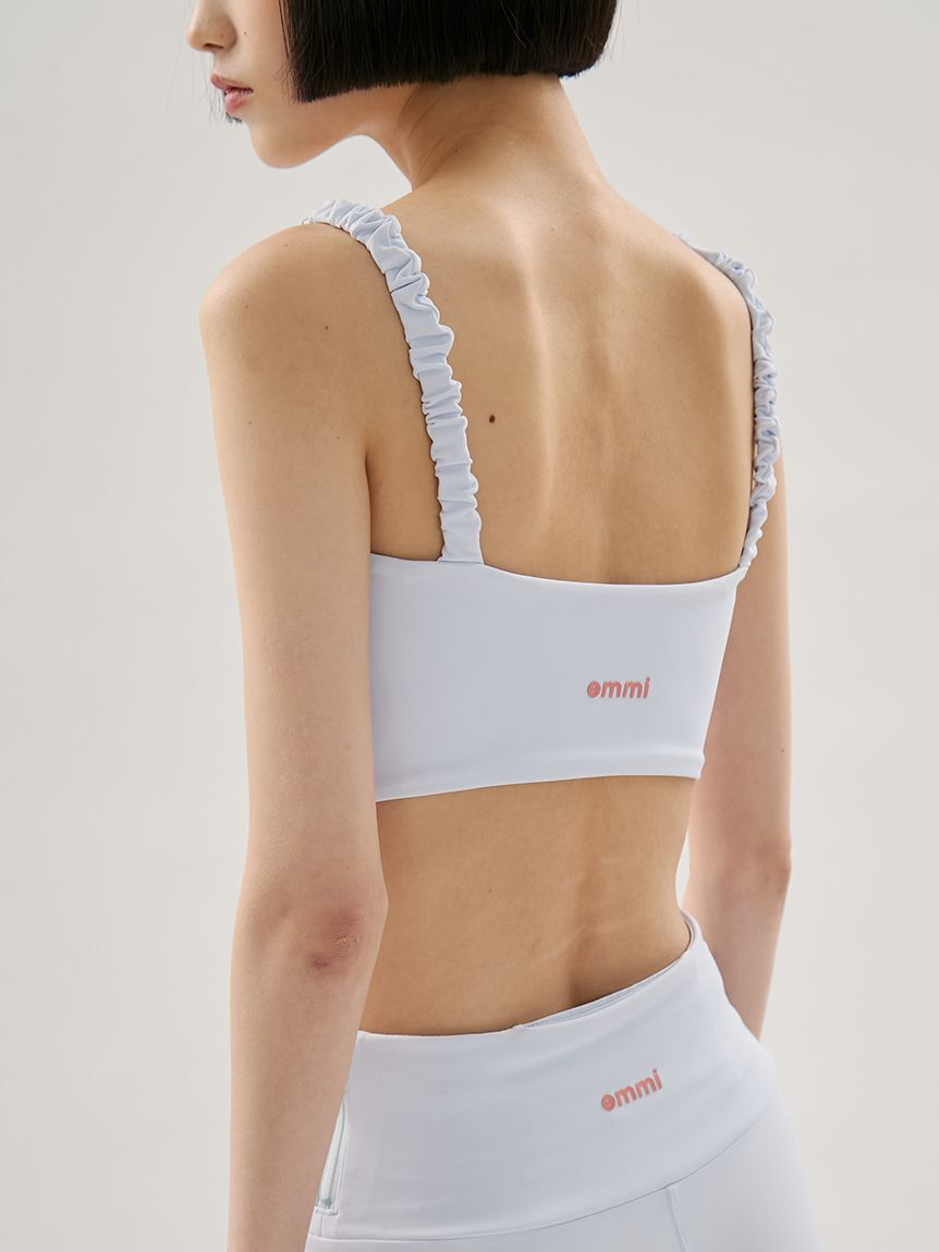 emmi yoga「【Sustainaretch】ギャザーショルダーブラトップ/UVカット/接触冷感」|インナー|