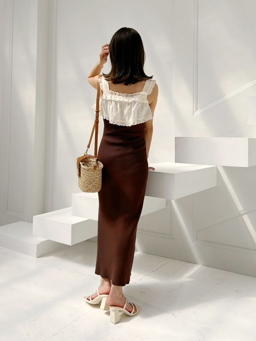 SNIDEL「レースドッキングニットワンピース」|ワンピース|