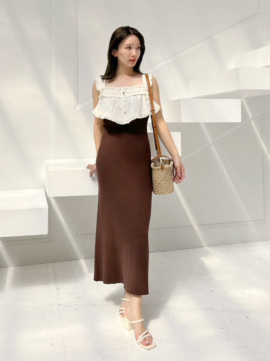 SNIDEL「レースドッキングニットワンピース」|ワンピース|