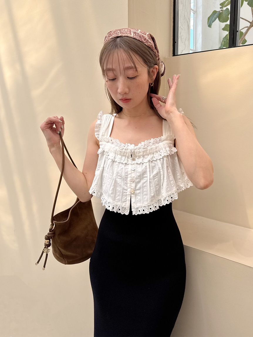 SNIDEL「レースドッキングニットワンピース」|ワンピース|