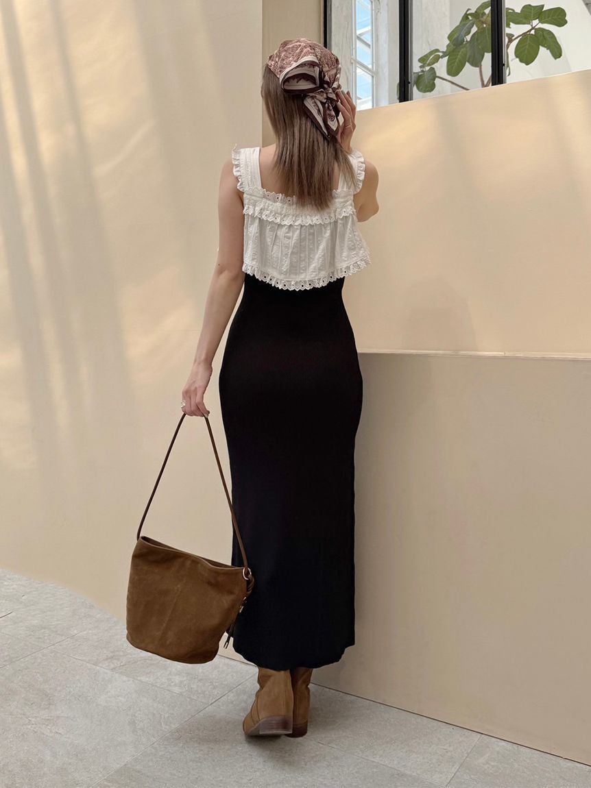 SNIDEL「レースドッキングニットワンピース」|ワンピース|