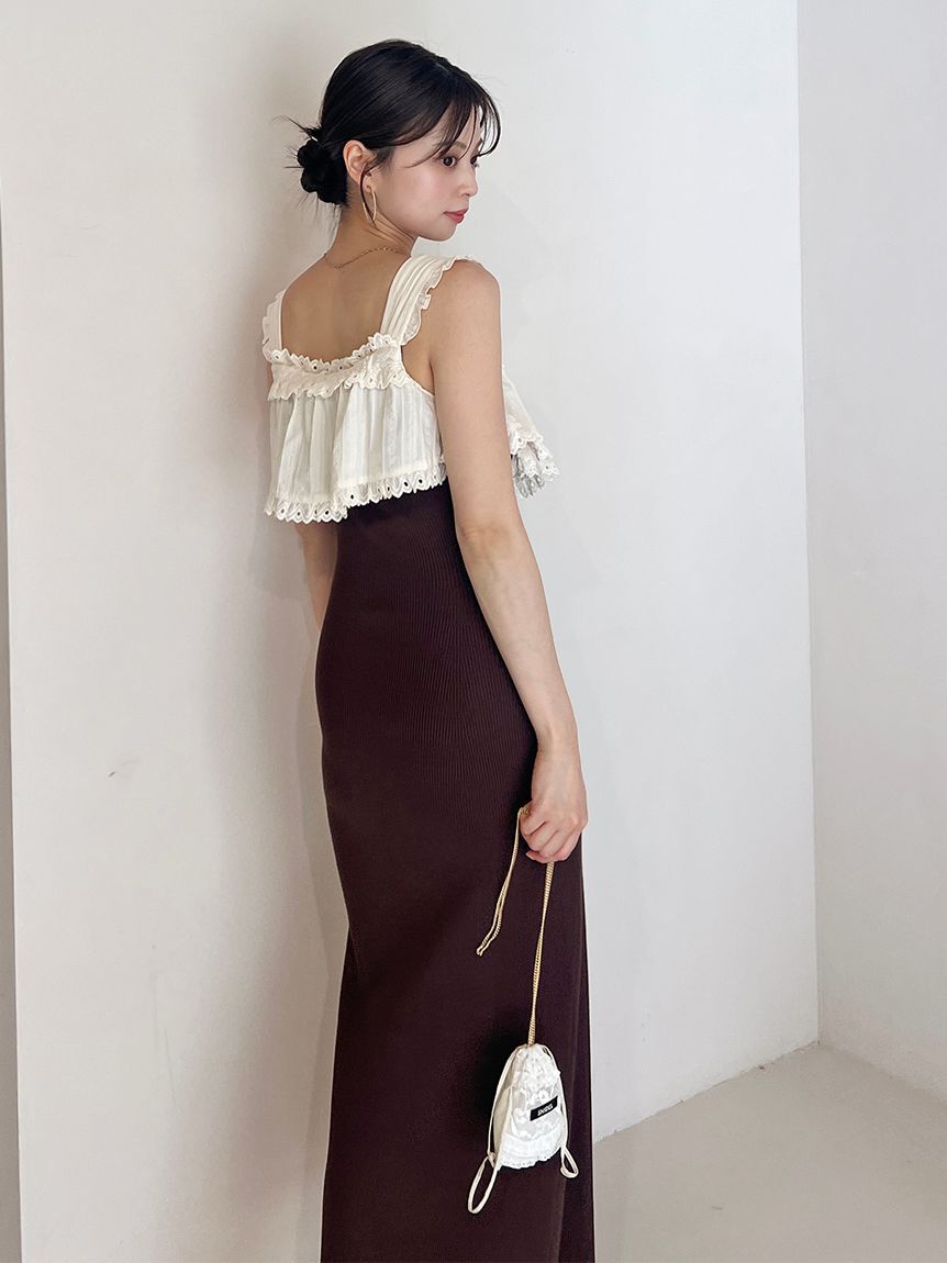 SNIDEL「レースドッキングニットワンピース」|ワンピース|