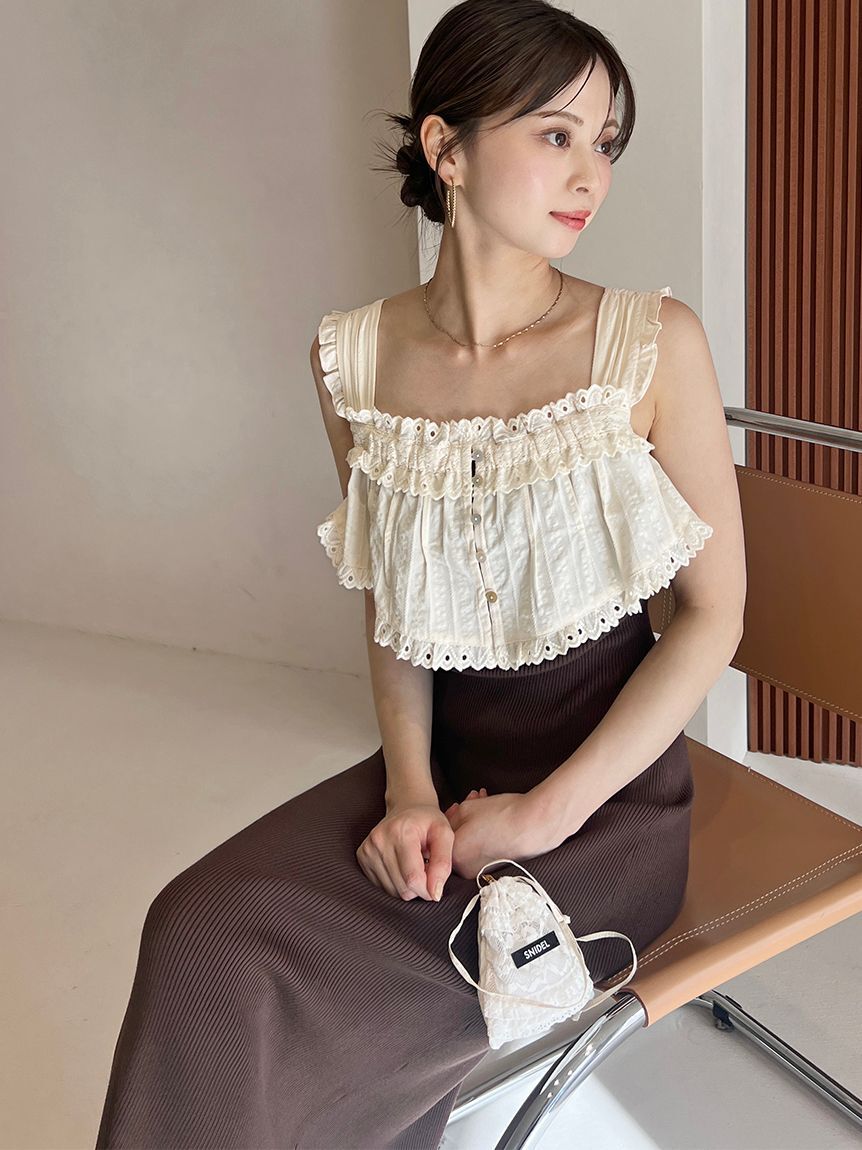 SNIDEL「レースドッキングニットワンピース」|ワンピース|