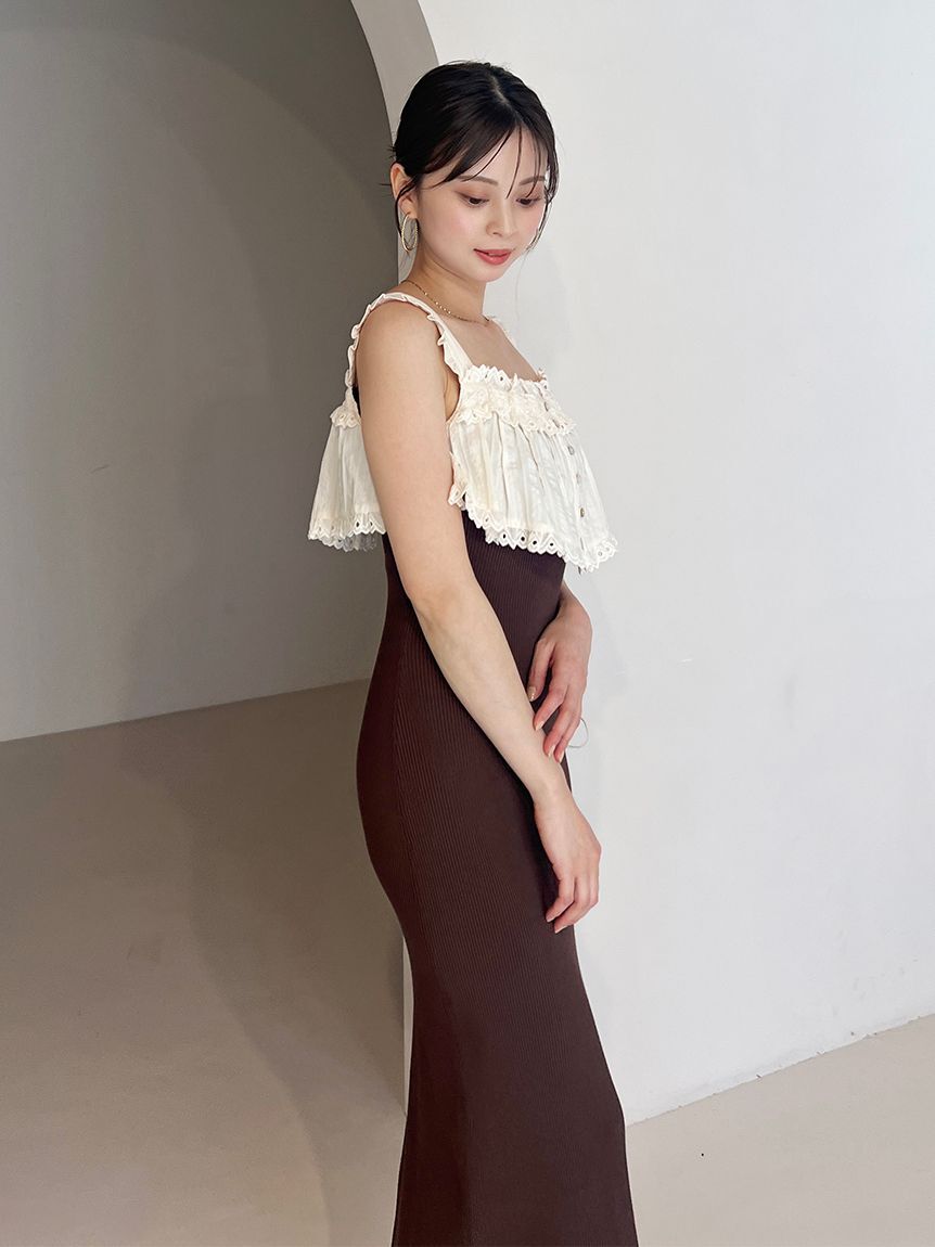 SNIDEL「レースドッキングニットワンピース」|ワンピース|