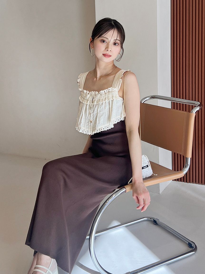 SNIDEL「レースドッキングニットワンピース」|ワンピース|