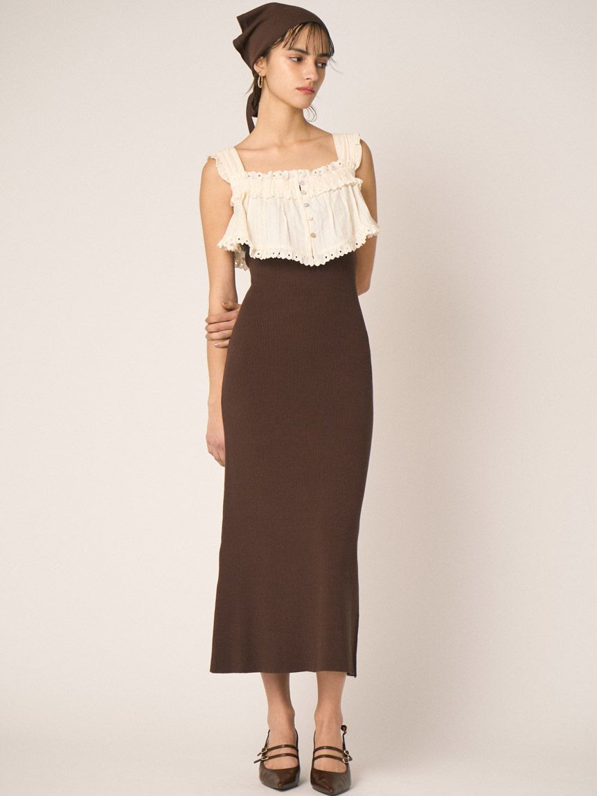 SNIDEL「レースドッキングニットワンピース」|ワンピース|