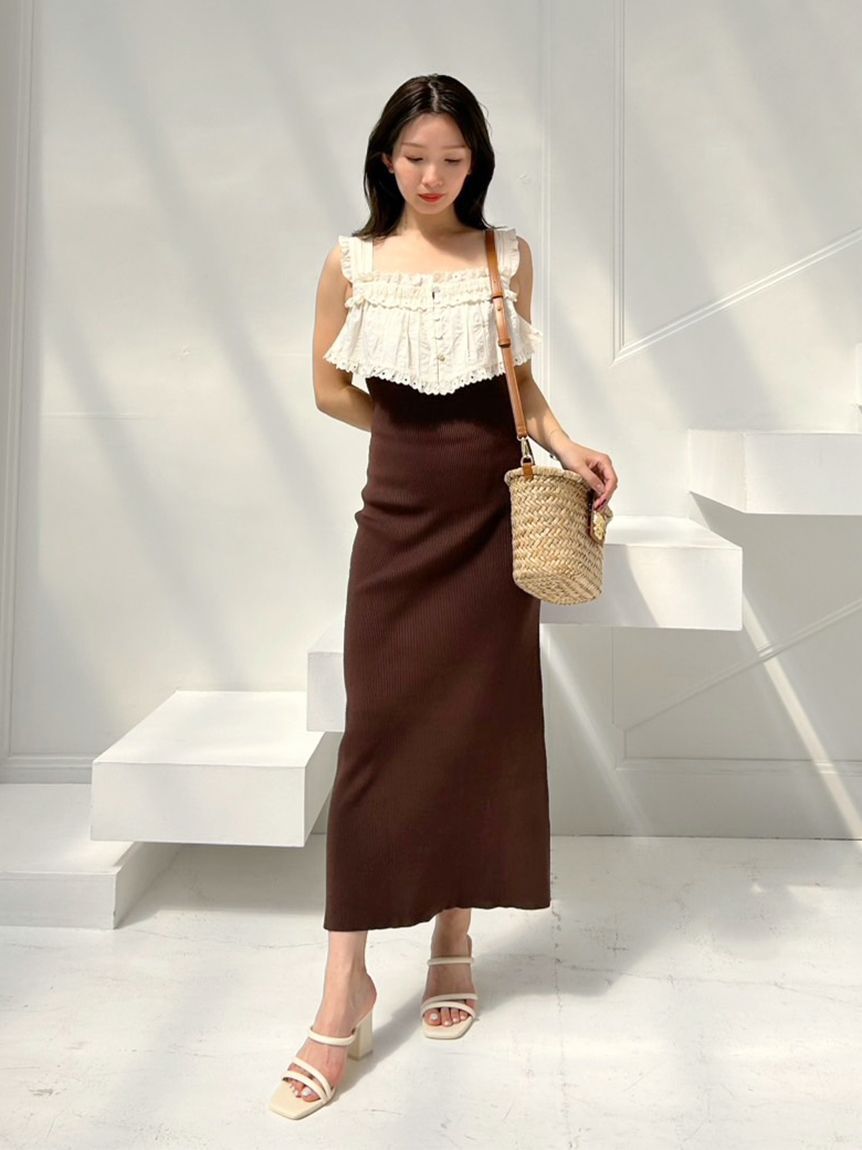 SNIDEL「レースドッキングニットワンピース」|ワンピース|