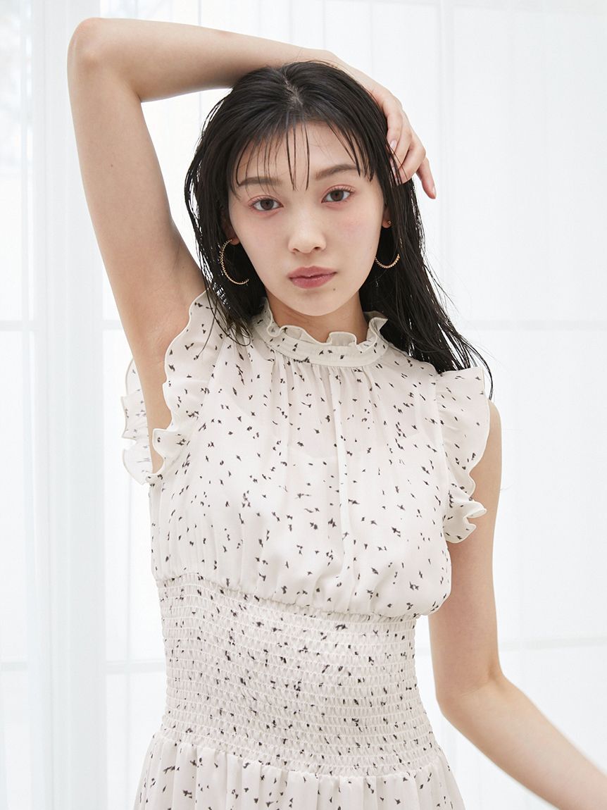 SNIDEL「ノースリーブプリントワンピース」|ワンピース|