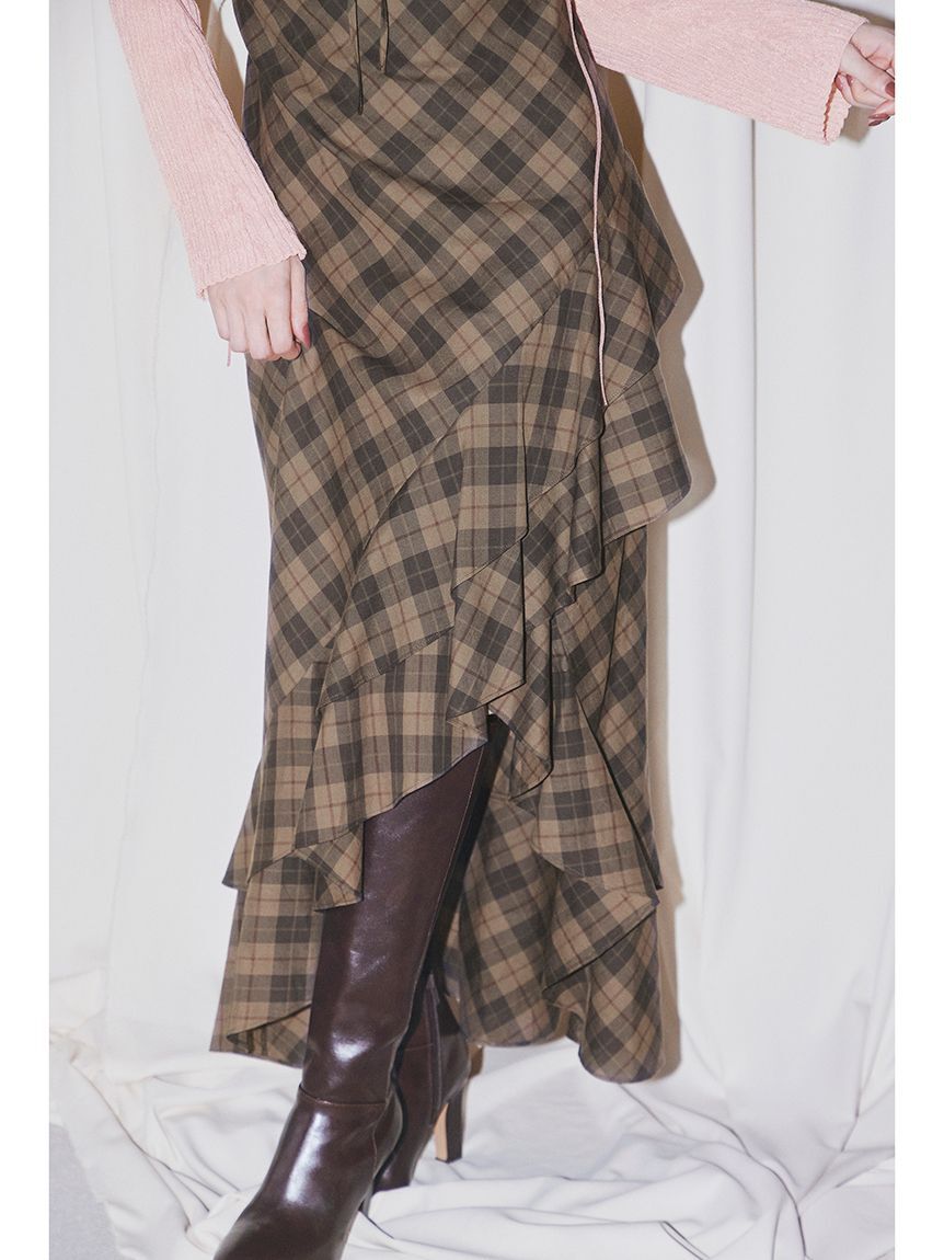 SNIDEL「フリルチェックキャミソールワンピース」|ワンピース|