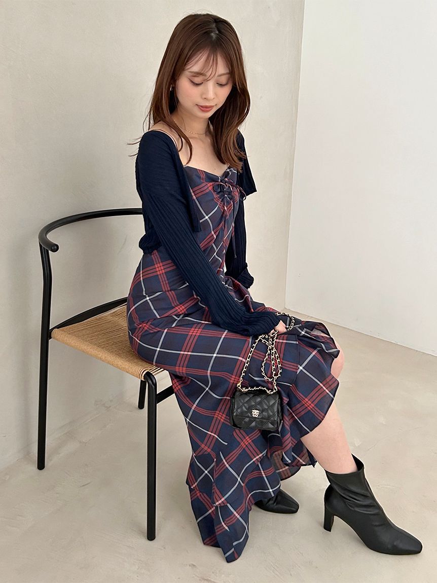 SNIDEL「フリルチェックキャミソールワンピース」|ワンピース|