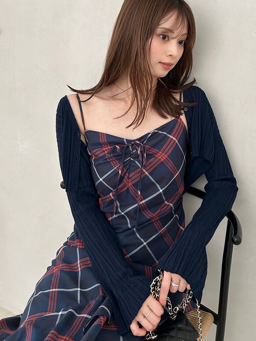 SNIDEL「フリルチェックキャミソールワンピース」|ワンピース|