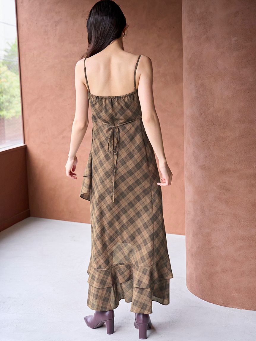 SNIDEL「フリルチェックキャミソールワンピース」|ワンピース|