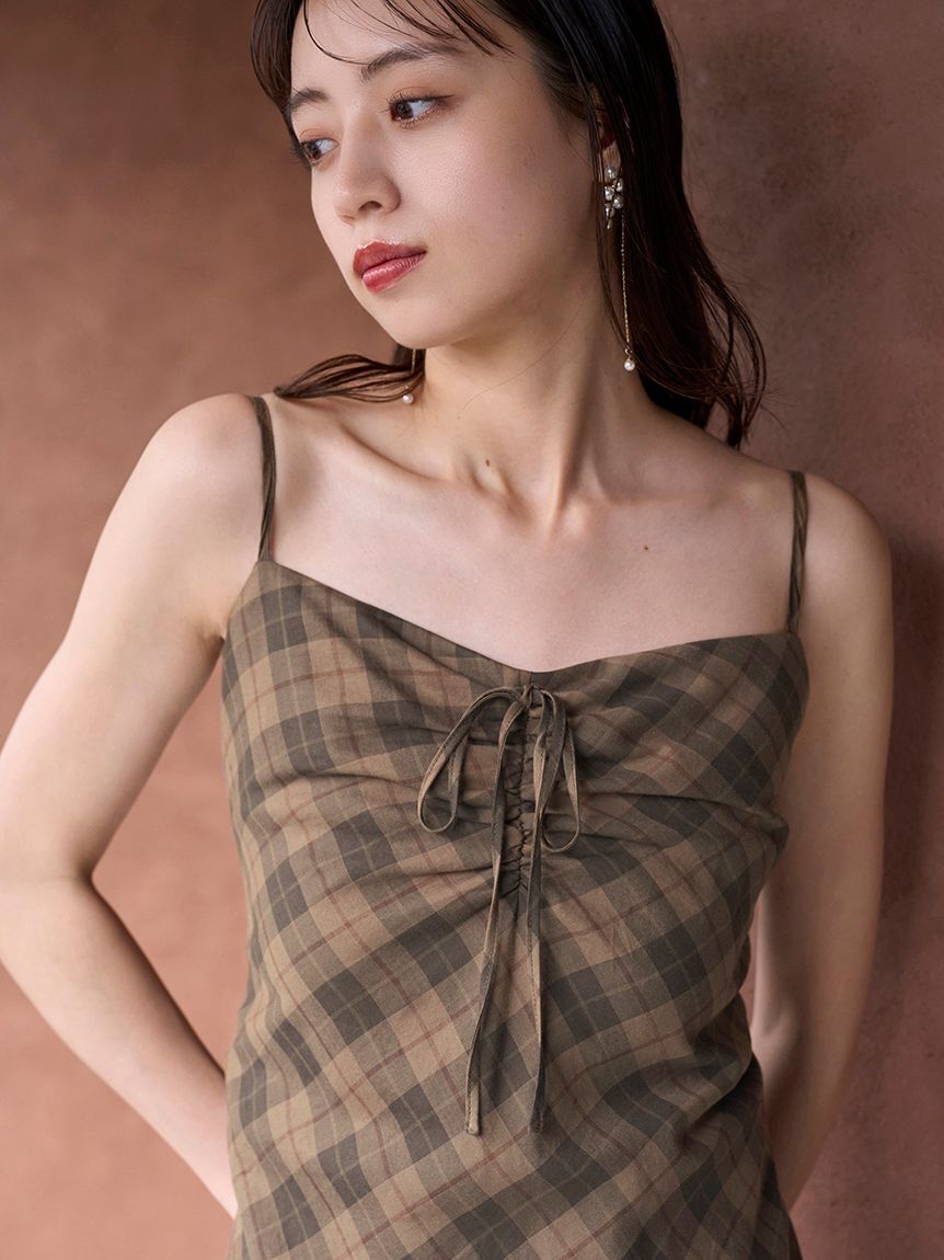 SNIDEL「フリルチェックキャミソールワンピース」|ワンピース|