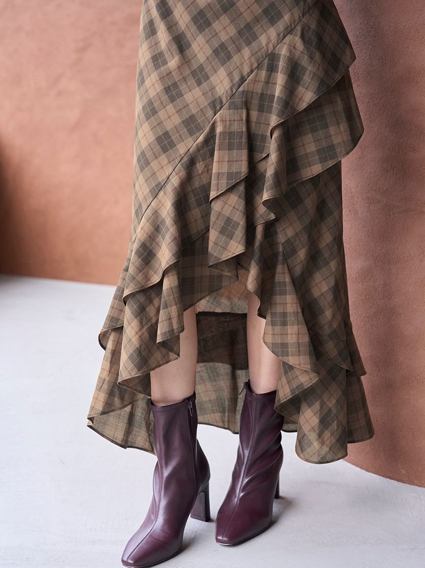 SNIDEL「フリルチェックキャミソールワンピース」|ワンピース|