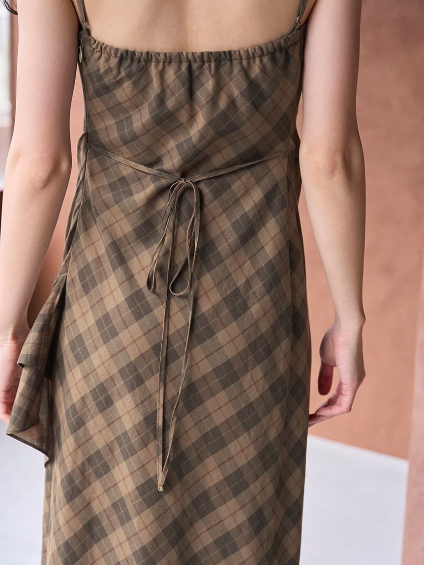 SNIDEL「フリルチェックキャミソールワンピース」|ワンピース|