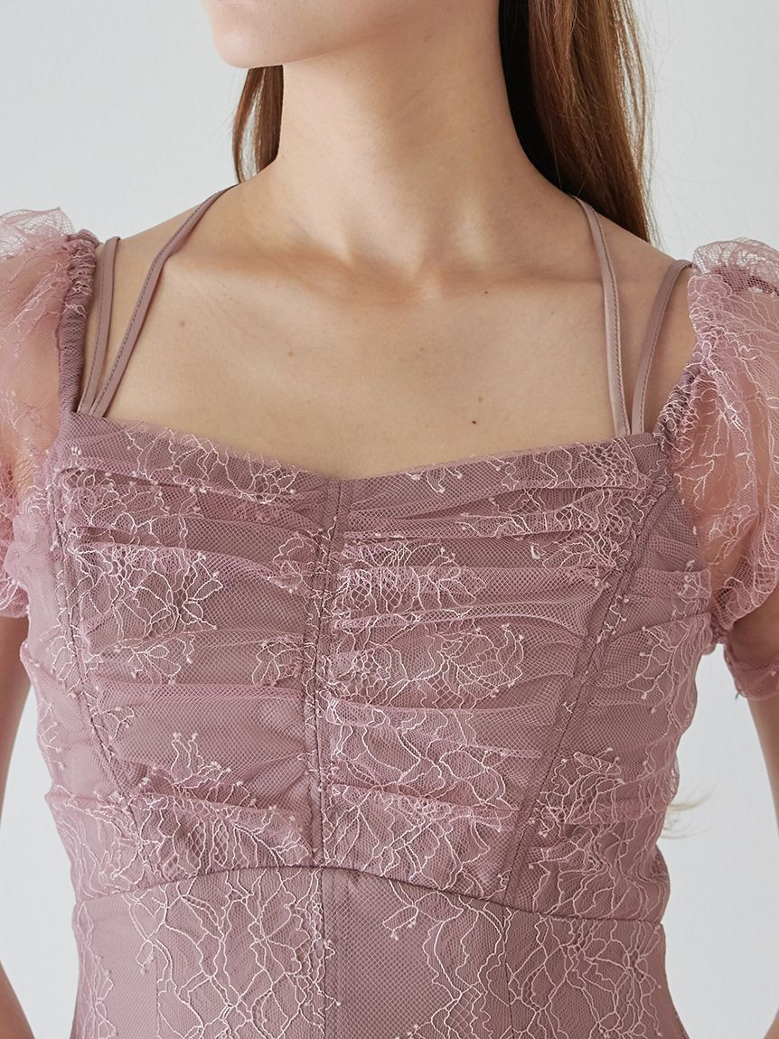 SNIDEL「ギャザードレープレースドレス」|ドレス|