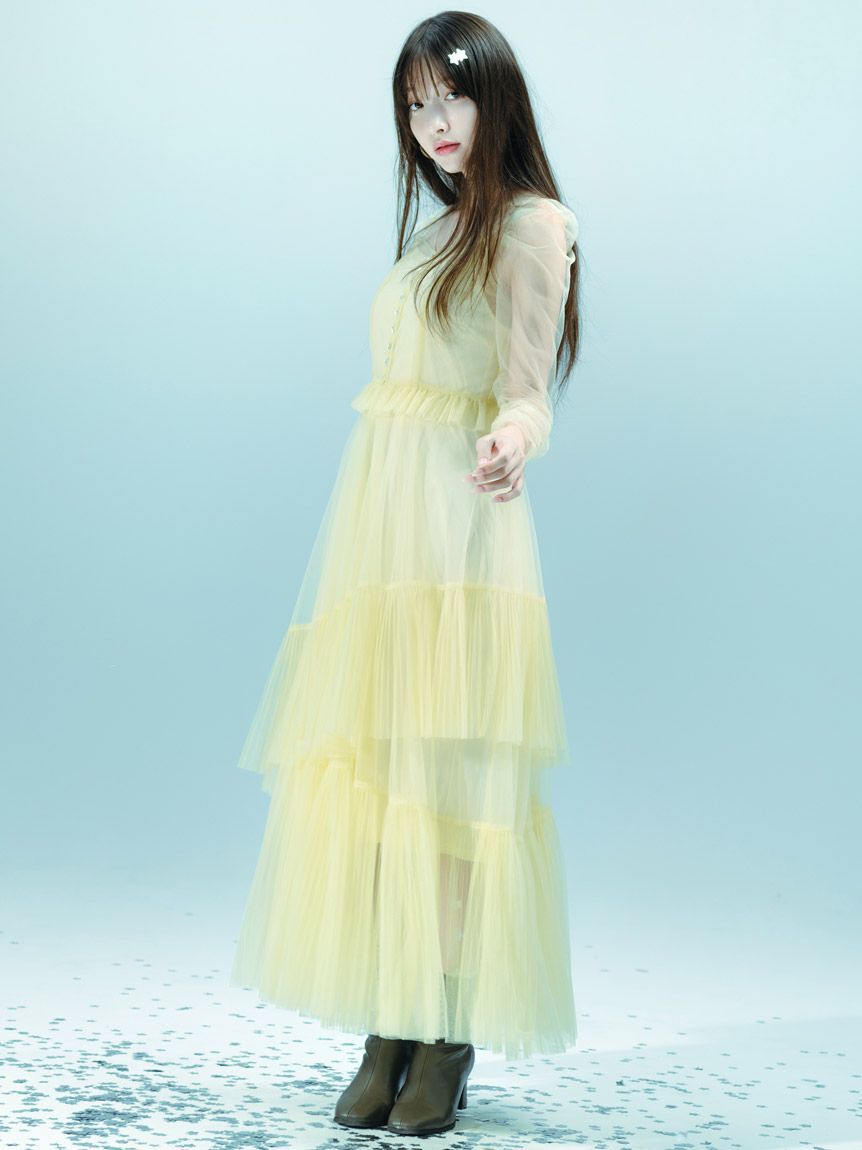 SNIDEL「Sustainableティアードチュールドレス」|ドレス|