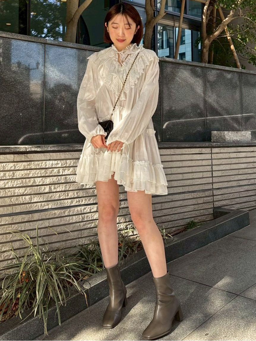 SNIDEL「コットンレースBOHOチュニック」|チュニック|