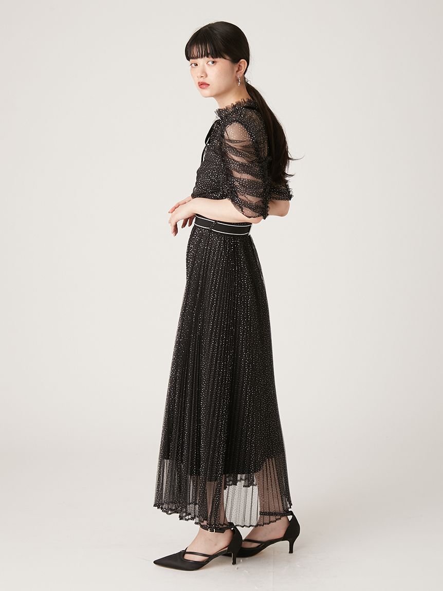 LILY BROWN「【LILY BROWN&times;MARY QUANT】ベルト付きドットチュールドレス」|ドレス|