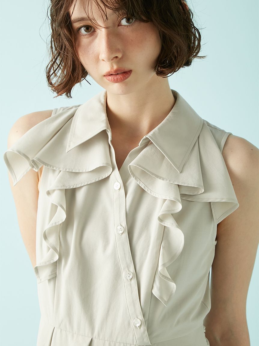 LILY BROWN「ラッフルフリルティアードシャツワンピース」|ワンピース|