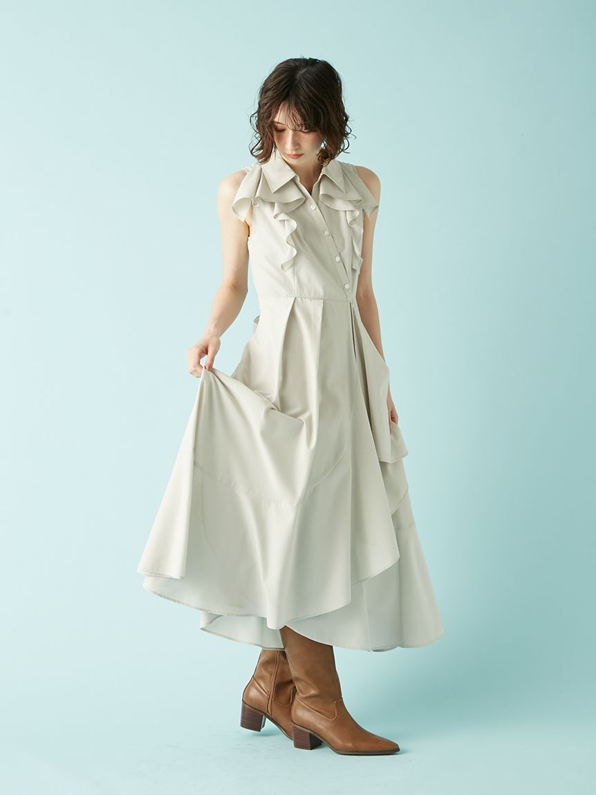 LILY BROWN「ラッフルフリルティアードシャツワンピース」|ワンピース|