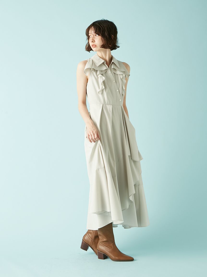 LILY BROWN「ラッフルフリルティアードシャツワンピース」|ワンピース|