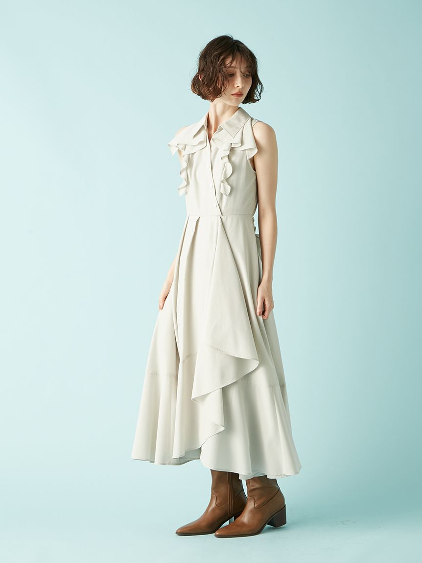 LILY BROWN「ラッフルフリルティアードシャツワンピース」|ワンピース|