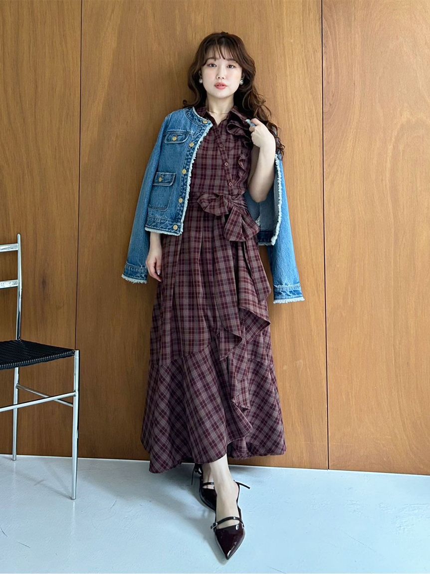 LILY BROWN「ラッフルフリルティアードシャツワンピース」|ワンピース|