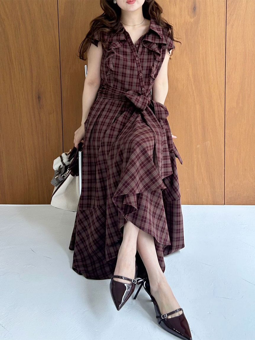 LILY BROWN「ラッフルフリルティアードシャツワンピース」|ワンピース|