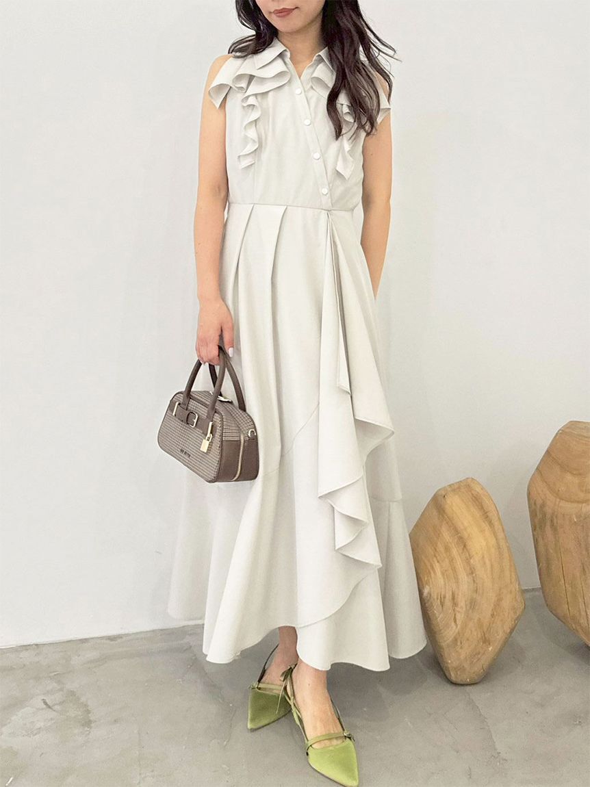 LILY BROWN「ラッフルフリルティアードシャツワンピース」|ワンピース|