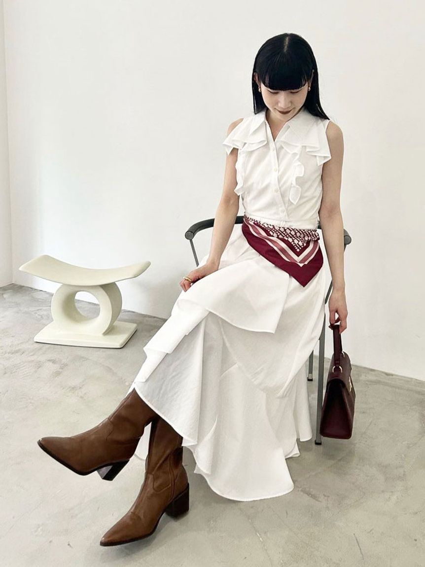 LILY BROWN「ラッフルフリルティアードシャツワンピース」|ワンピース|