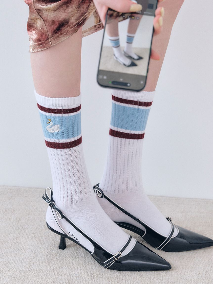 LILY BROWN「【LILY BROWN&times;KEITA MARUYAMA】モチーフエンブロイダリーラインソックス」|ソックス|SAX