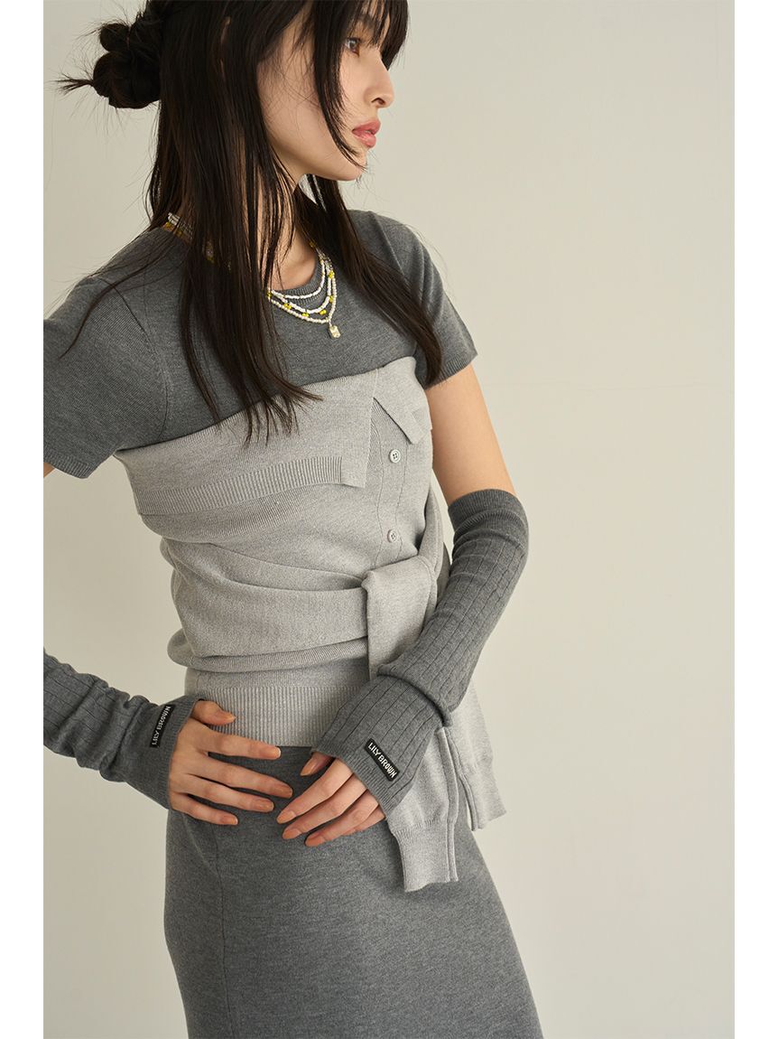 LILY BROWN「アームウォーマー付きハーフスリーブニットワンピース」|ワンピース|