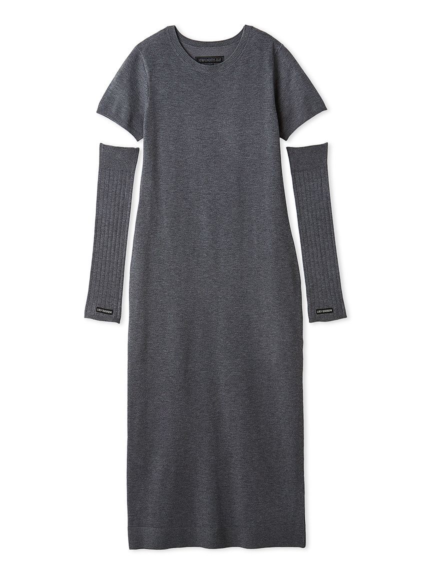 LILY BROWN「アームウォーマー付きハーフスリーブニットワンピース」|ワンピース|