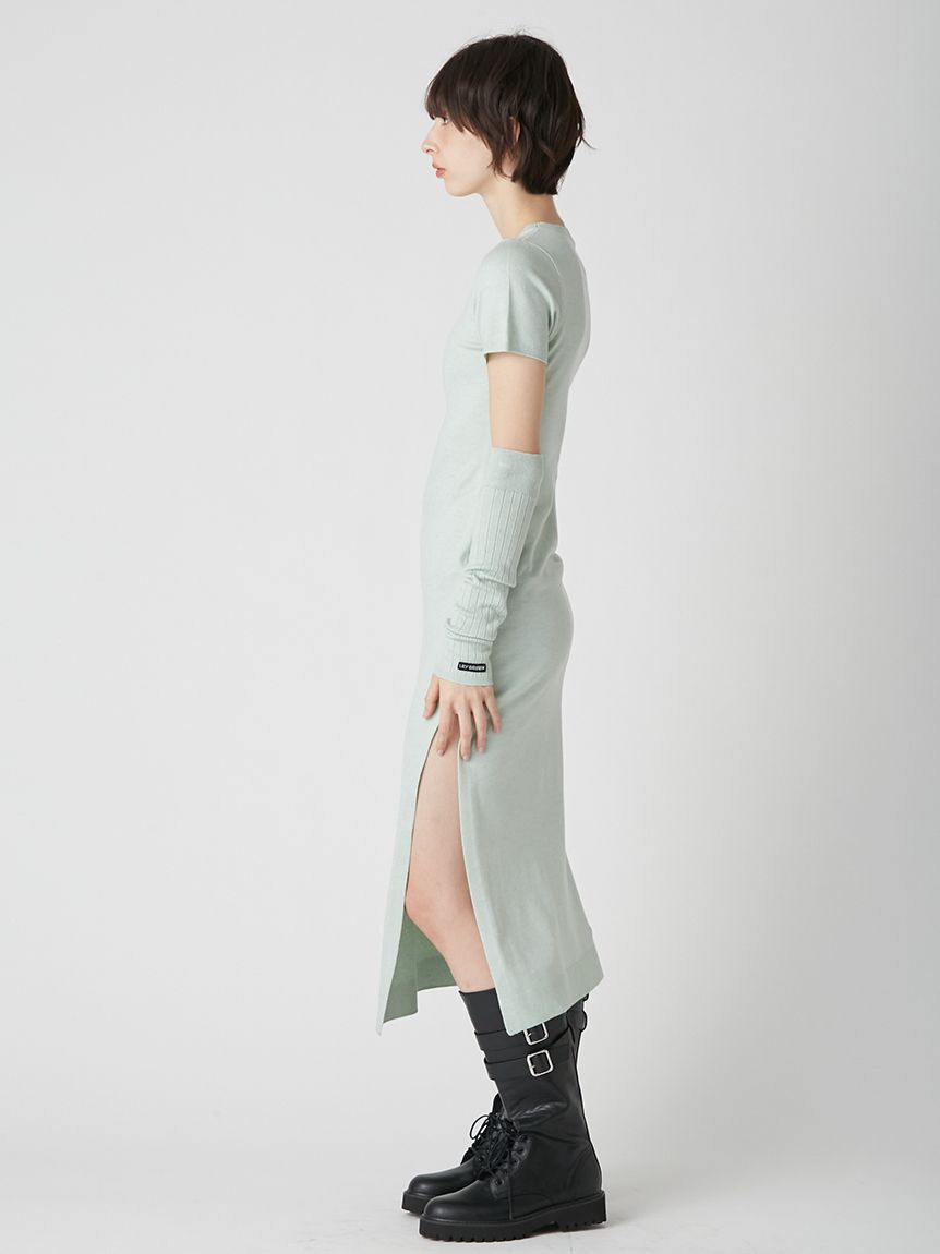 LILY BROWN「アームウォーマー付きハーフスリーブニットワンピース」|ワンピース|