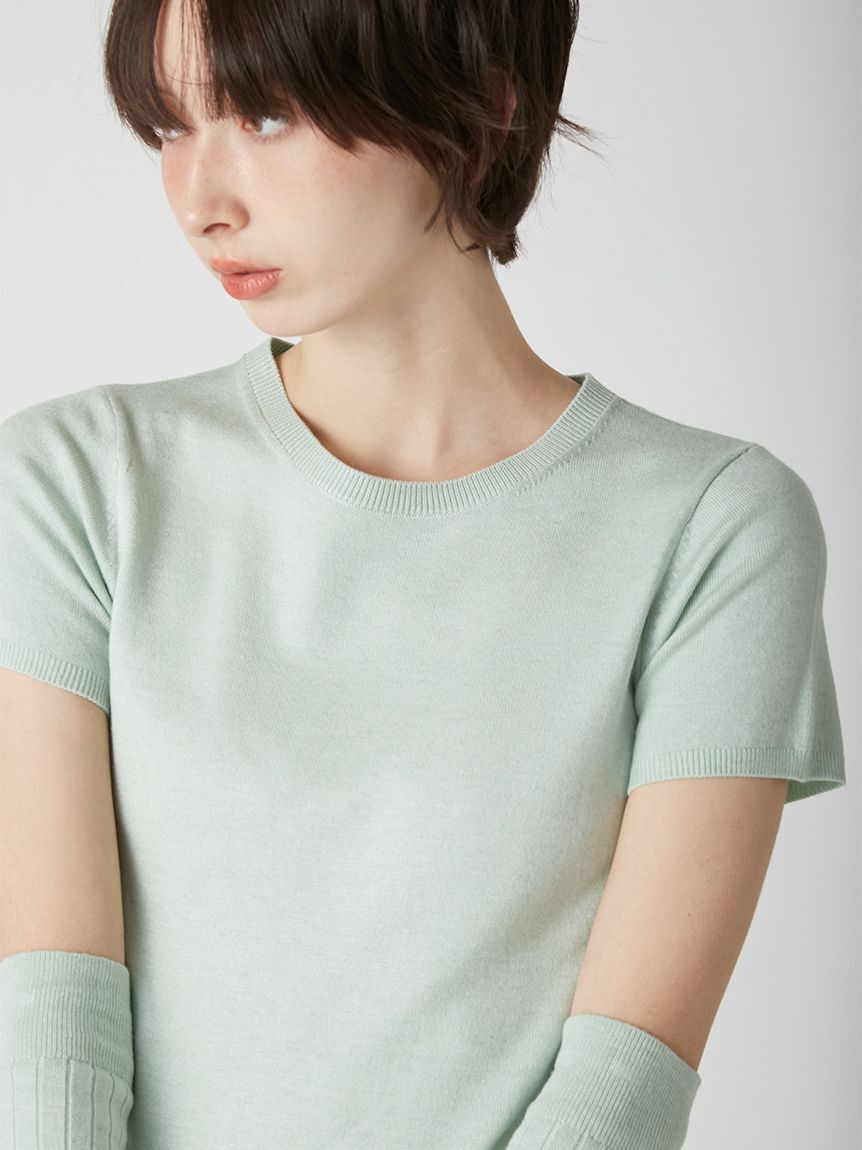 LILY BROWN「アームウォーマー付きハーフスリーブニットワンピース」|ワンピース|