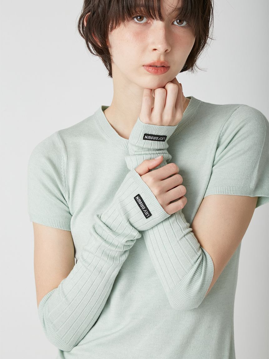 LILY BROWN「アームウォーマー付きハーフスリーブニットワンピース」|ワンピース|