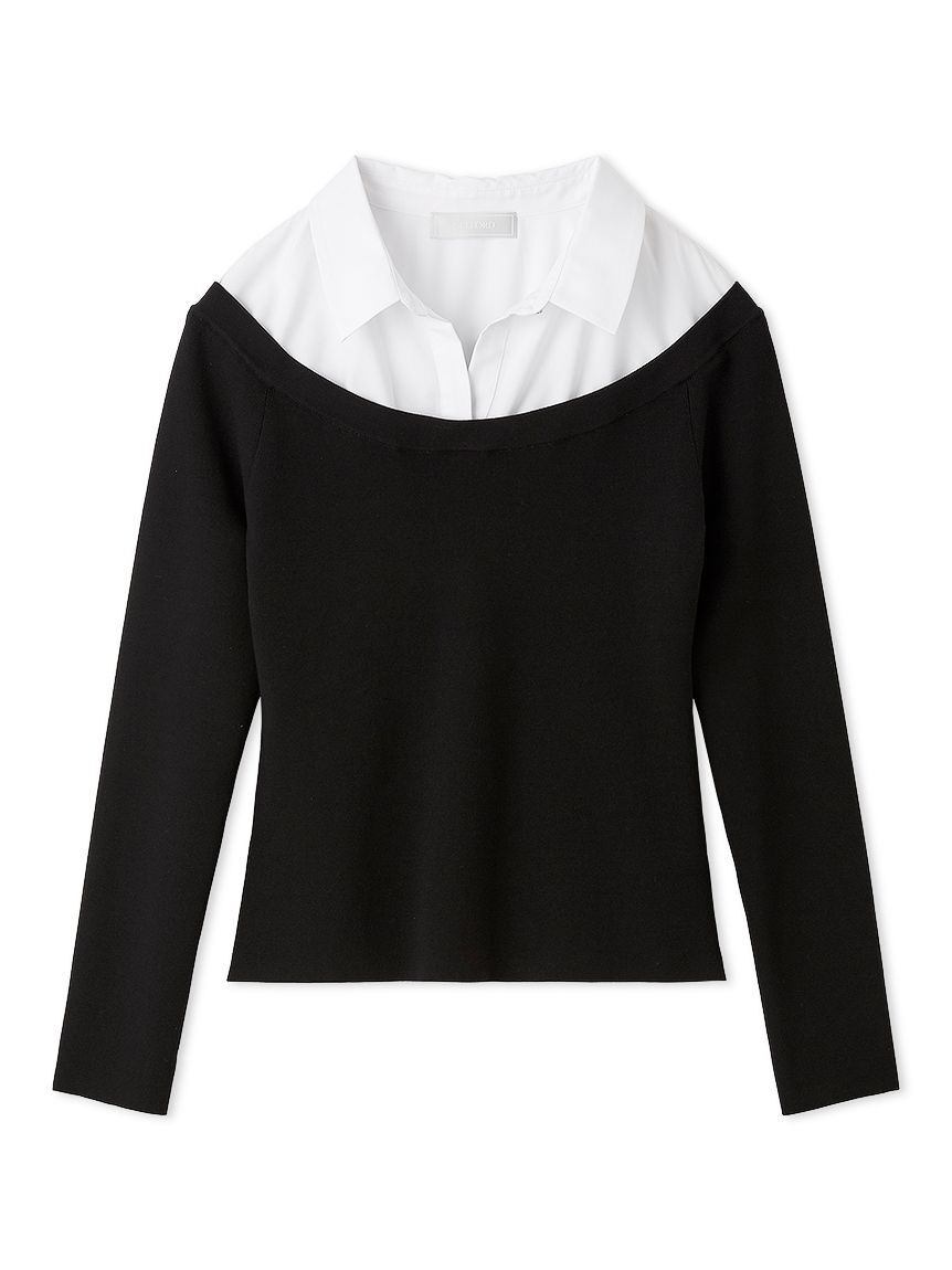 CELFORD「シャツレイヤードニットプルオーバー」|ニット・セーター|BLK