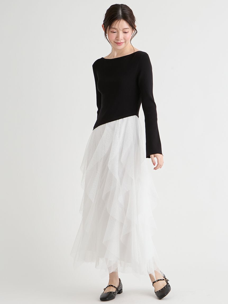 CELFORD「ラッフルスカートドッキングニットワンピ」|ワンピース|