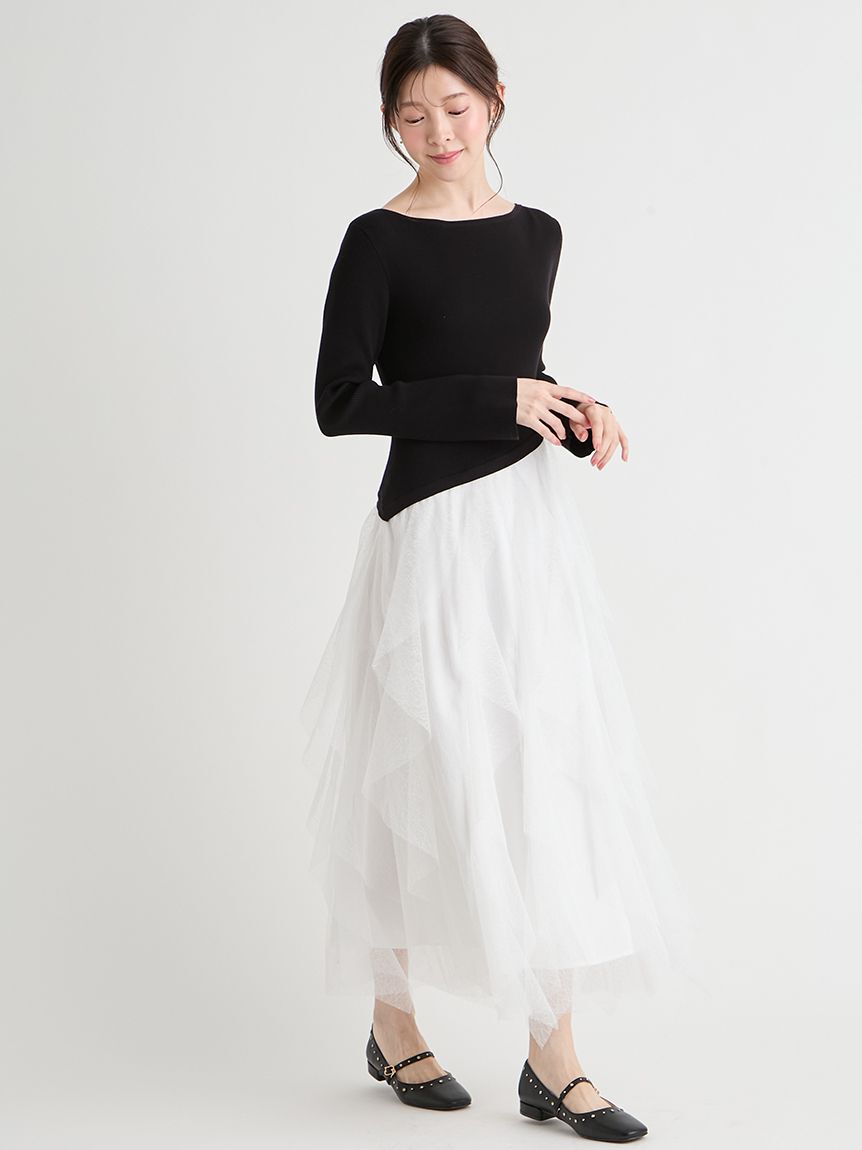 CELFORD「ラッフルスカートドッキングニットワンピ」|ワンピース|