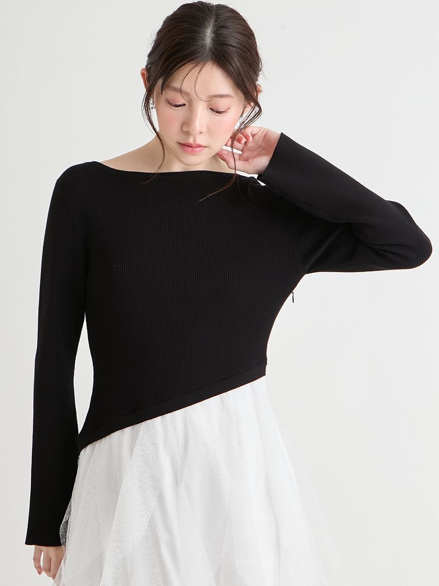 CELFORD「ラッフルスカートドッキングニットワンピ」|ワンピース|