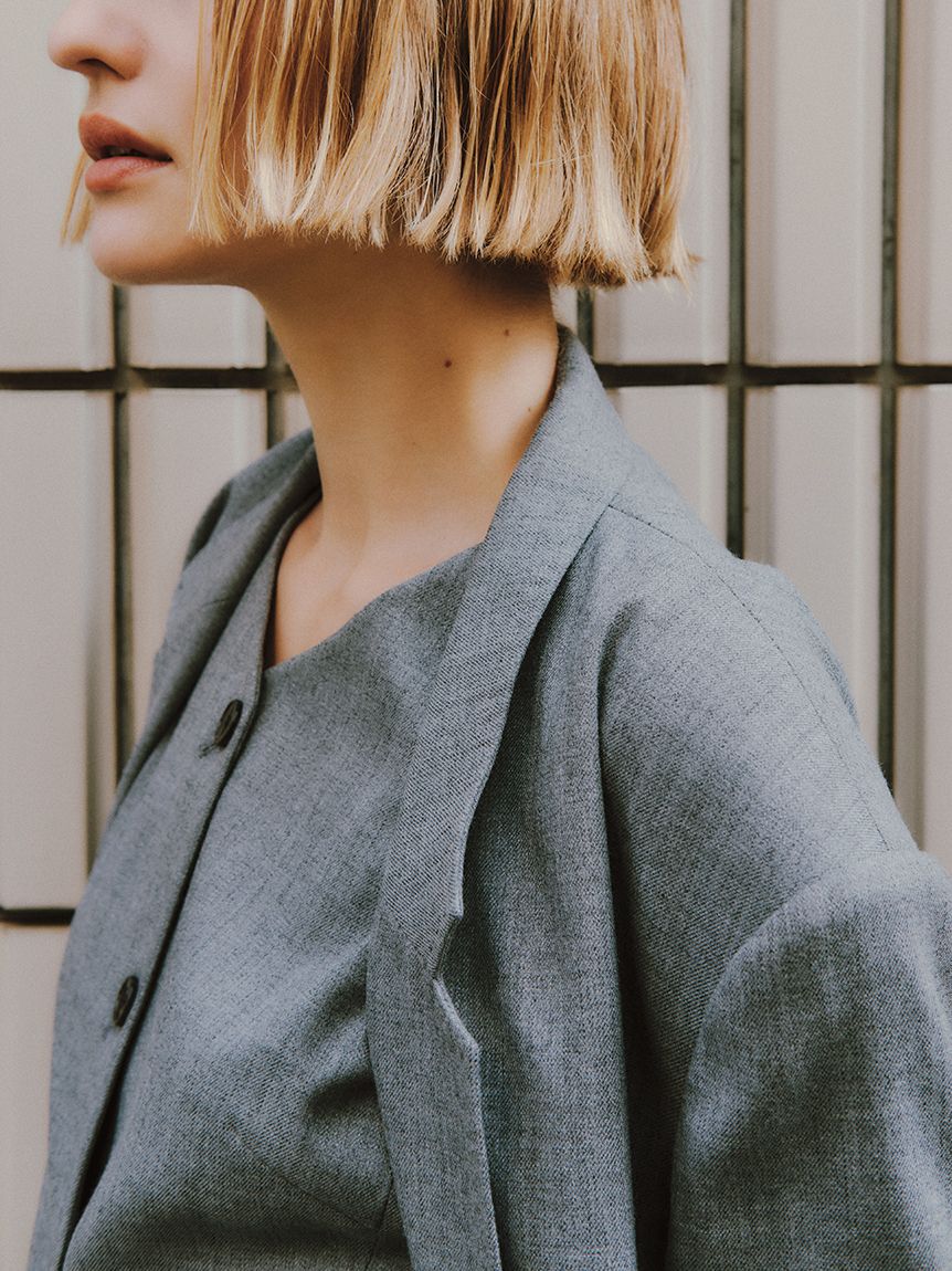 styling/「【セットアップ対応】ラウンドネックスーツベスト」|ダウンベスト・ベスト|