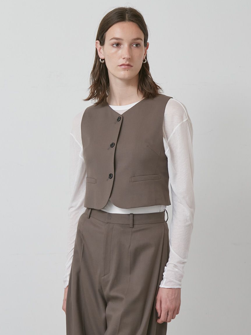 styling/「【セットアップ対応】ラウンドネックスーツベスト」|ダウンベスト・ベスト|