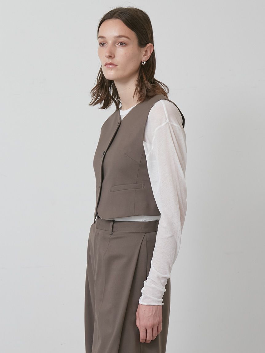 styling/「【セットアップ対応】ラウンドネックスーツベスト」|ダウンベスト・ベスト|