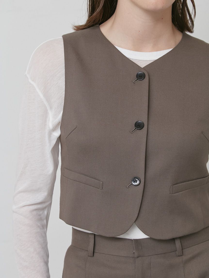 styling/「【セットアップ対応】ラウンドネックスーツベスト」|ダウンベスト・ベスト|