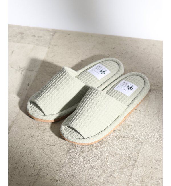 TOKYO DESIGN CHANNEL「YORI 外縫いワッフルスリッパ M」|ルームシューズ|グリーン